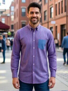 Viyella Men’s Medium Striped Button-Down‎ Shirt